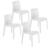 PALUPLUS Set 4 Sedie con motivo a Ragnatela in Polipropilene colore Bianco, misura 52x51x81 cm, Sedia Impilabile Senza Braccioli per Esterno ed Interno, Made in Italy -6316M-16,2