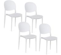 PALUPLUS Set 4 Sedie con Schienale Ovale in Polipropilene, Misura 44x42x81 cm, Impilabili e con Gommini Antiscivolo, Sedia da Giardino per Esterno ed Interno -2150C-16,9 (Bianco)