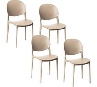 PALUPLUS Set 4 Sedie con Schienale Ovale in Polipropilene, Misura 44x42x81 cm, Impilabili e con Gommini Antiscivolo, Sedia da Giardino per Esterno ed Interno -2167C-16,9 (Beige)