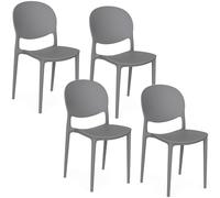 PALUPLUS Set 4 Sedie con Schienale Ovale in Polipropilene, Misura 44x42x81 cm, Impilabili e con Gommini Antiscivolo, Sedia da Giardino per Esterno ed Interno -2174C-16,9 (Grigio)