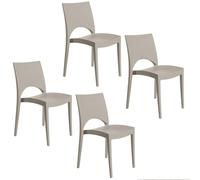 PALUPLUS Set 4 Sedie da Giardino in Polipropilene, misura 47x51x80 cm, Sedia Impilabile Senza Braccioli per Esterno ed Interno, Made in Italy -PAR719M -15,2 (Juta)