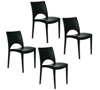 PALUPLUS Set 4 Sedie da Giardino in Polipropilene, misura 47x51x80 cm, Sedia Impilabile Senza Braccioli per Esterno ed Interno, Made in Italy -PAR473M -15,2 (Antracite)