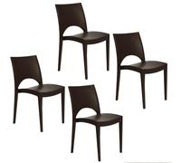PALUPLUS Set 4 Sedie da Giardino in Polipropilene, misura 47x51x80 cm, Sedia Impilabile Senza Braccioli per Esterno ed Interno, Made in Italy -PAR244M -15,2 (Moka)