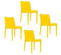 PALUPLUS Set 4 Sedie da Giardino in Polipropilene, misura 49x51x80 cm, Sedia Impilabile Senza Braccioli per Esterno ed Interno, Made in Italy -VEN955M -14,8 (Giallo)