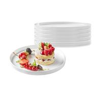 PALUPLUS Set 6 Piatti Piani in Vetro Opale Temperato Bianco, Diametro 21 cm, Bordo alto 2 cm, Resistenti ad Urti e Sbalzi Termici, Adatti per Microonde, Lavabili in Lavastoviglie -9468F