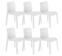 PALUPLUS Set 6 Sedie con motivo a Ragnatela in Polipropilene colore Bianco, misura 52x51x81 cm, Sedia Impilabile Senza Braccioli per Esterno ed Interno, Made in Italy -6316M-23,8