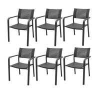 PALUPLUS Set 6 Sedie Urban in Plastica e Metallo di colore Grigio, Misura 40x57x84 cm, Sedia da pranzo Impilabile con Braccioli e Gommini, per Esterno ed Interno, Portata Max 200Kg -089F -34,3