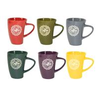 PALUPLUS Set 6 Tazze da Colazione in Porcellana Multicolor, Capacità 350 ml, Tazze Mug con manico, Lavabili in Lavastoviglie, adatte per Microonde, per Thè, Tisane, Latte, Caffè Americano -761