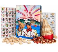 PALUPLUS Set Tombola Tradizionale Napoletana + 270 COPRINUMERI, Tabellone con Smorfia e 48 Cartelle, Cestello in Vimini e 90 Numeri in Legno, Gioco per Famiglia per Natale e Capodanno -6751/5430F