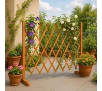 Paluplus Staccionata Estensibile in Legno di Abete, Lunghezza fino a 150 cm e Altezza 91 cm, Diametro 8 mm, Traliccio per Sostegno di Piante e Fiori, Recinzione Decorativa Autoportante -8102F
