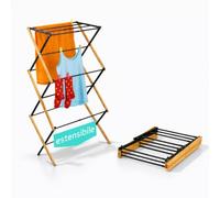 PALUPLUS Stendibiancheria Pieghevole da Pavimento in Bamboo, Misura 71,5x39x103 cm, Stendino Verticale con 11 Aste Estensibili, Stenditura 9 mt, per Interno ed Esterno, Portata Max 15 Kg -9784F -2,5