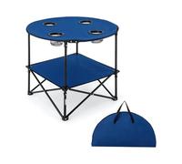 PALUPLUS Tavolo da Campeggio Pieghevole in Tessuto Oxford 600D, Misura 72x72x60 cm, Tavolino Portatile con 4 Portabicchieri e Borsa per Trasporto, per Picnic, Spiaggia -8017C-2,3 (Blu)