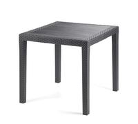 PALUPLUS Tavolo da Giardino Quadrato in Plastica colore Antracite, misura 79x79x72 cm, Tavolino effetto Rattan con 4 gambe, Arredo per Esterno, Terrazzo, Balcone, Patio, Made Italy -KIN024F