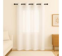 PALUPLUS Tenda a Pannello con Occhielli in Metallo, misura 140x280 cm, Tenda Elegante Trasparente Semi Oscurante per Camera da Letto, Soggiorno -684M -0,57 (Bianco)