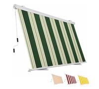 Paluplus Tenda da Sole a Caduta Cassonata, Misura 300x250 cm, con Cassone di protezione e Braccetti Fermatenda, Telo Resistente 280 g/m², per Balcone e Terrazzo -5401F -9,3 (Verde e Bianco)