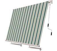 Paluplus Tenda da Sole a Caduta, Misura 300x250 cm, Senza Cassone con braccio avvolgibile e Braccetti Fermatenda, Telo Resistente 280 g/m², per Balcone e Terrazzo -3901F (Verde e Bianco)