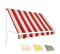 Paluplus Tenda da Sole a Caduta, Misura 400x300 cm, Senza Cassone con braccio avvolgibile e Braccetti Fermatenda, Telo Resistente 280 g/m², per Balcone e Terrazzo -3910F -10 (Bordeaux e Crema)