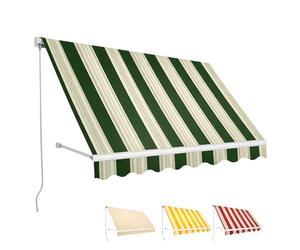 Paluplus Tenda da Sole a Caduta, Misura 400x300 cm, Senza Cassone con braccio avvolgibile e Braccetti Fermatenda, Telo Resistente 280 g/m², per Balcone e Terrazzo -3911F -10 (Verde e Bianco)