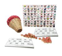 PALUPLUS Tombola Tradizionale Napoletana con 48 Cartelle e Tabellone con Smorfia, Cestello in Vimini e 90 Numeri in Legno, Gioco per Famiglia per Natale e Capodanno -6751F