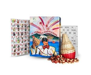 PALUPLUS Tombola Tradizionale Napoletana con 48 Cartelle e Tabellone con Smorfia, Cestello in Vimini e 90 Numeri in Legno, Gioco per Famiglia per Natale e Capodanno -6751F