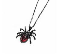 Palut Collana con ragno punk gotico tono argento, gioielli con ciondolo a forma di insetto in cristallo ovale rosso, accessorio for costume for l'abito quotidiano di Halloween