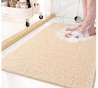 PALVJIE Tappetino Doccia 60 x 90 cm, Antimuffa, PVC, Antiscivolo, Asciugatura Rapida, Beige e Bianco
