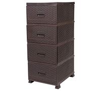 PAMEX 511701 Cassettiera in plastica con 4 cassetti, marrone, 90 x 38 x 46 cm