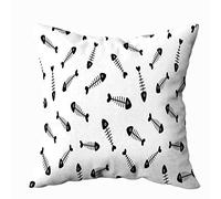 Pamime Fun Pillow Cases 18X18,Square Throw Pillow Covers Fish Bone Icon Shark Dolphin Cartoon Pattern Background Couch Pillow Covers,Pillow Case Cover for Home