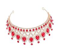 PAMINGONO 1 Pc Da Principessa Con Diamanti a Goccia D'acqua Strass Nozze Corone Nuziali Per Il Matrimonio Nuziale Compleanno Materiale in Lega Di Zircone Diamante Sciolto Rosso