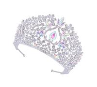 PAMINGONO 1 Pc di zircone di strass lux corone principesse el party fascia da sposa della sposa coroncina sposa Copricapo di cristallo Fascia per a lega Silver