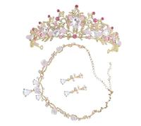 PAMINGONO 1 Set Clip Per L'orecchio Della Collana Con Diademi Principessa Da Bambina e Orecchini a Clip Diademi Nuziali Del Ballo Di Fine Anno Collana Per Bambina Strass