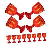 PAMINGONO 12 Bicchieri Rossi in Plastica per Feste di Matrimonio, Coppe di Vino Piccole da 40 Ml Caratteri Cinesi di Buona Fortuna, Forniture per Vino la Casa e Ricevimenti