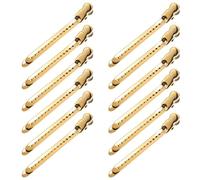 PAMINGONO 12 Fermagli per Parrucchieri Professionali in Acciaio Inox 95 CM Clip da Salone a Becco D’Anatra Oro per Styling Chioma e Colorazione Clip di Sezione Portatili per Uso Domestico