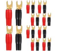 PAMINGONO 12 Paia Connettori Terminali a Forcella per Cavi Altoparlanti in Ottone con Isolamento Nero e Rosso per Impianti Audio Auto e Home Theater
