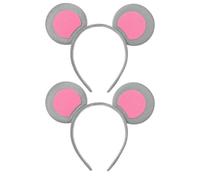 PAMINGONO 2 Pezzi Fascia per Chioma Orecchie da Topo Grigie, Cerchietto da Cosplay Leggero e Confortevole, Accessori per Feste e Travestimenti per Ragazze e Bambine