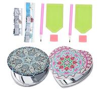 PAMINGONO 2 Set Piccolo Specchio Manda Diamante Fai Da Te Pieghevole Specchio Bifacciale Specchio Cosmetico 2 Pezzi Specchio Per Il Trucco Decorativo Specchio Per Il Trucco Compatto