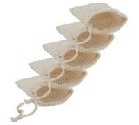 PAMINGONO 5 Pezzi Sacchetti Porta Sapone in Cotone Lino con Corda e Design a Rete, Salvasapone con Funzione Esfoliante e Gancio Comodo per Viaggio e Bagno