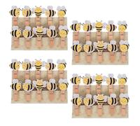 PAMINGONO 50 Mollettine Ape in Legno con Corda, Clip Robuste e Versatili per Sacchetti Alimentari e Decorazioni per Feste, Design Cartone Animato Adorabile