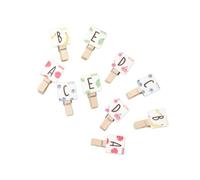 PAMINGONO 50 Pezzi Mini Mollette in Legno Motivi Frutta e Lettere, Clip Resistenti Che Non Si Rompono Facilmente per Foto, Banner e Decorazioni