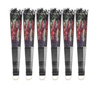 PAMINGONO 6 Pezzi Ventagli Pieghevoli in Seta Leggera con Telaio Nero Ventagli Floreali da Matrimonio per Feste Estive e Danza Vintage Spagnoli Portatili per Donne e Ragazze