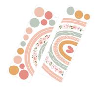 PAMINGONO Adesivi Murali Arcobaleno Bohémien in PVC per Cameretta Ragazzo Ragazza Decorazioni Floreali e Pois Colorati, Set 1 Pezzo per Pareti Gioco e Relax