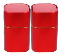 PAMINGONO Barattolo in Latta per tè 2 Pezzi Rosso Contenitore Ermetico in Metallo Coperchio Porta Caramelle e Chicchi di caffè Contenitore Cucina per Conservazione Alimenti e Spezie