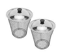 PAMINGONO Bidone della Spazzatura Esterno con Coperchio in Metallo, Contenitori per Compostaggio da Giardino Interrati 2 Pezzi, Composter per Vermi Resistente alle Intemperie