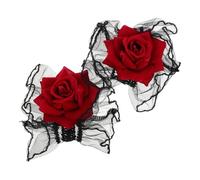 PAMINGONO Bracciale in Pizzo Gotico Nero Rosso Regolabile per Donna, 1 Paio | Pizzo ed Elastico, Morbido e Delicato sulla Pelle, senza Segni, per Feste in Maschera e Ballo