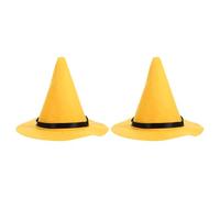 PAMINGONO Cappello da Strega di Halloween in Feltro Spesso Giallo Cappello da Mago a Cono Unisex per Adulti e Costume da Strega per Feste e Cosplay sul Palcoscenico