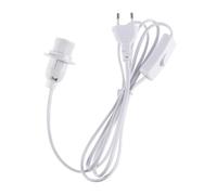 PAMINGONO Cavo Lampada Interruttore On/off da 1,8 M Spina Eu e Portalampada E14 in Pvc Bianco per Decorazione Esterna e Seminterrato, Facile Installazione