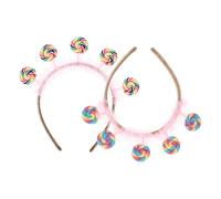 PAMINGONO Cerchietto Lecca-lecca Rosa, Set 2 Pezzi, Fascia Chioma Principessa per Feste e Parchi Divertimento, Accessori Costume Caramella, Leggero e Comodo per Uso Prolungato