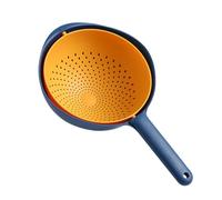PAMINGONO Cestello di Scarico Doppio Strato in Plastica Blu con Filtro Portatile per Frutta e Verdura, Accessorio Resistente per Cucina e Arredamento Casa
