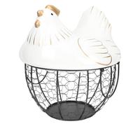 PAMINGONO Cestino Portauova in Ferro a Rete Coperchio, Cestino di Frutta da Tavolo Compatto a Forma di Gallina per Cucina e Ristorante, Contenitore Portafrutta e Uova Domestico Decorativo