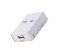 PAMINGONO Condivisore Stampante USB 2.0 Automatico, 2 Porte, Argento | Stampante Multifunzione e Scanner, Casa o Piccolo Ufficio, Plastica e Metallo, senza Cavo Stampante